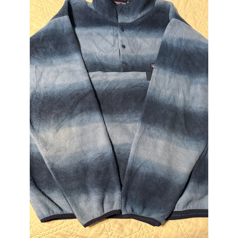 Patagonia Synchilla Snap-T Fleece Pullover Mens Large Blue Striped retired rare - Picture 2 of 16